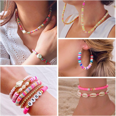 10000 Pcs Clay Beads Bracelet Making Kit 60 Colors 3 Boxes Flat Polymer Beads Set With Pendant Charms Crafts Gifts