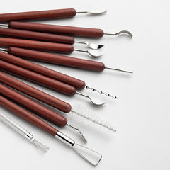 11 Pcs Pottery & Clay Sculpting Tools Double-Sided Ceramics Tools Smooth Wooden Handles