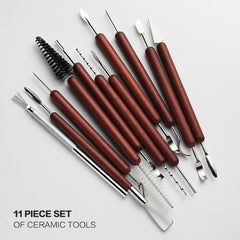 11 Pcs Pottery & Clay Sculpting Tools Double-Sided Ceramics Tools Smooth Wooden Handles