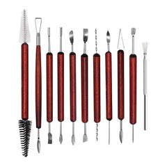 11pcs set Pottery Tools Red Wood Double-Ended Wire Knife For Clay Repair