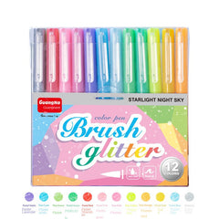 12 Colors Glitter Highlighter Markers Pens