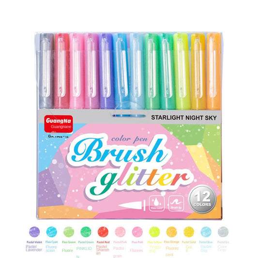 12 Colors Glitter Highlighter Markers Pens