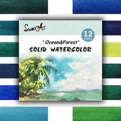 12 Colors Premium Solid Watercolor Paint Set