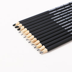 Charcoal Pencil Sketch Set 12 Pcs Soft Medium Hard Drawing Pencils Set 2H-8B With Iron Box