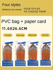 12 Pcs Set Nylon Hair Paint Brush Set Orange Short Wooden Rod