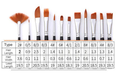 12pcs/set Watercolor Paint Brushes Nylon Hair Painting Brush