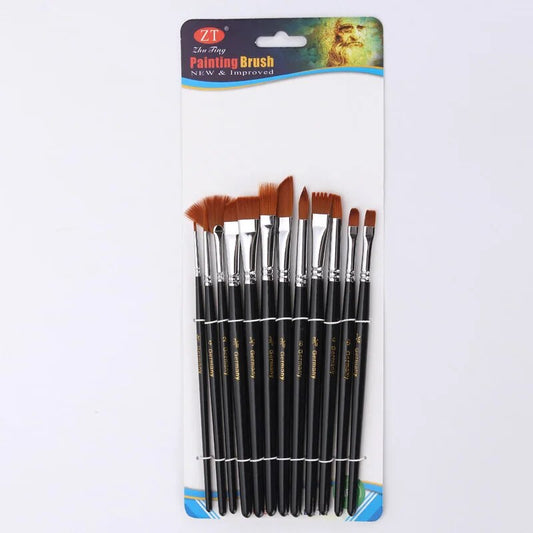 12pcs/set Watercolor Paint Brushes Nylon Hair Painting Brush