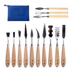 13Pcs/Set Wooden Handle Painting Pallet Knife Set Stainless Steel Palette Knife
