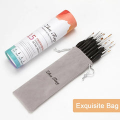 15 pcs Fine Miniature Detail Paint Brushes Set With Travel Bag