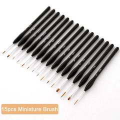 15 pcs Fine Miniature Detail Paint Brushes Set With Travel Bag