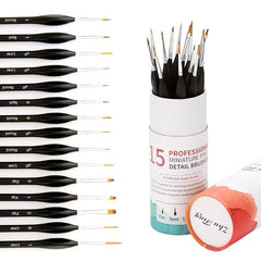 15 pcs Fine Miniature Detail Paint Brushes Set With Travel Bag
