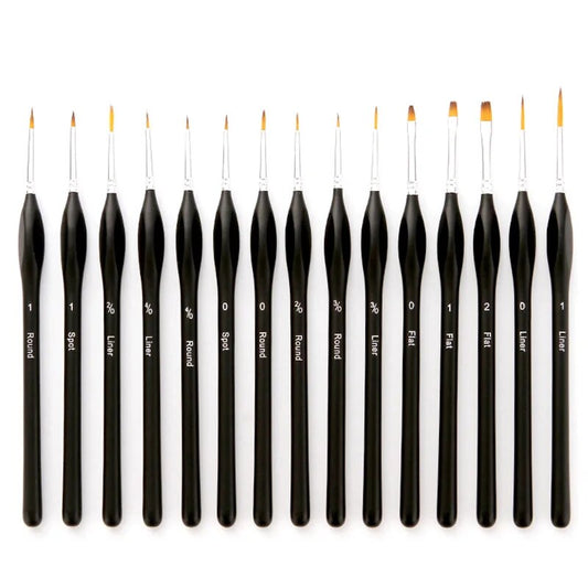 15 pcs Fine Miniature Detail Paint Brushes Set With Travel Bag