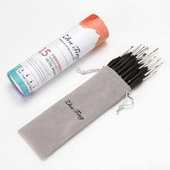 15 pcs Fine Miniature Detail Paint Brushes Set With Travel Bag