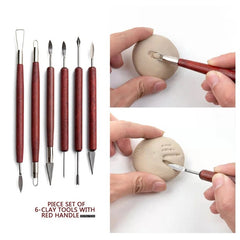 17pcs Pottery Polymer Clay Sculpting Tools Kits With Wooden Handle Double-Ended Carving