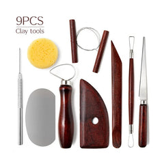 17pcs Pottery Polymer Clay Sculpting Tools Kits With Wooden Handle Double-Ended Carving