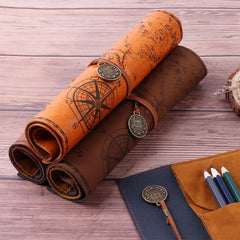 1Pcs Retro leather Pencil Bag Treasure Map Vintage Pencil Bag