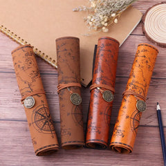 1Pcs Retro leather Pencil Bag Treasure Map Vintage Pencil Bag