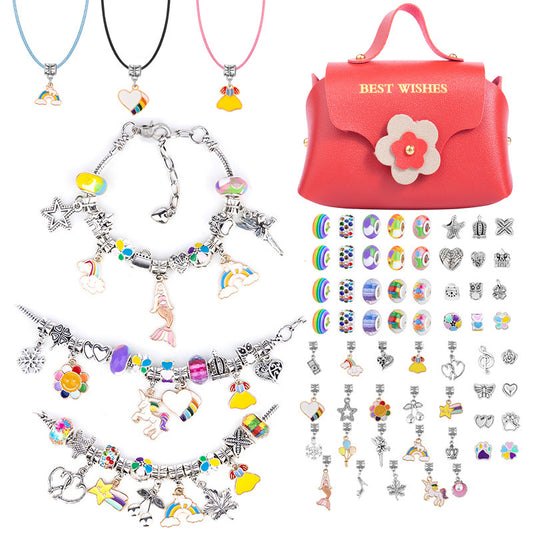 1 Set Charm Bracelet Making Kit with Dark Red Gift Bag