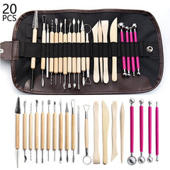 20pcs Ceramic Clay Tools Wooden Pottery Tools