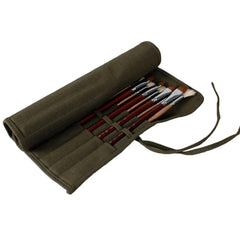 22 Slots Canvas Roll Up Storage Bag Canvas Gouache Pen Curtain
