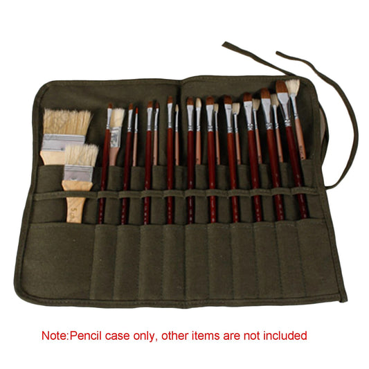 22 Slots Canvas Roll Up Storage Bag Canvas Gouache Pen Curtain