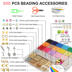 7400 Pcs Clay Beads Bracelet Making Kit 48 Colors Flat Polymer Beads Set With Pendant Charms Crafts Gifts