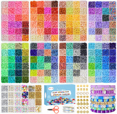 32000 Pcs Clay Beads Bracelet Making Kit 192 Colors 9 Boxes Flat Polymer Beads Set With Pendant Charms Crafts Gifts