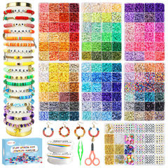 23200 Pcs Clay Beads Bracelet Making Kit 144 Colors 7 Boxes Flat Polymer Beads Set With Pendant Charms Crafts Gifts