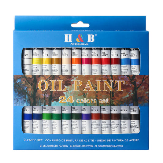 24 Colors Non-Toxic Oil Paint Set 12ml Professional Art Painting Supplies