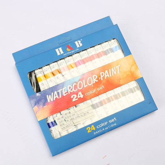 24 Colors Watercolor painting Kit 12ml Professional Art Painting Supplies