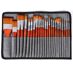 24PCS Paint Brushes Set Kit Artist Professional Nylon Hair Round Brushes With anvas Carry Case