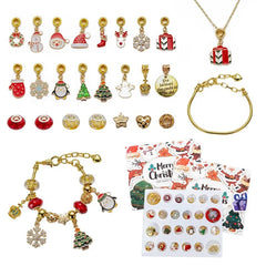 24days Christmas Advent Calendar Jewelry Gift Box DIY Golden Jewelry Bracelets