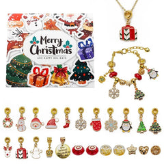 24days Christmas Advent Calendar Jewelry Gift Box DIY Golden Jewelry Bracelets