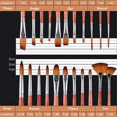 24 pcs/set Nylon Hair Handle Watercolor Paint Brush With Orange Wood Rod Portable Storage Pen Case