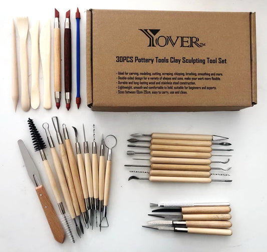 30 Pcs Set Pottery Tools Set Wooden Pottery Clay Tools