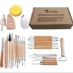 30 Pcs Set Pottery Tools Set Cay Sculpture Carving Knife Wooden Pottery Clay Tools