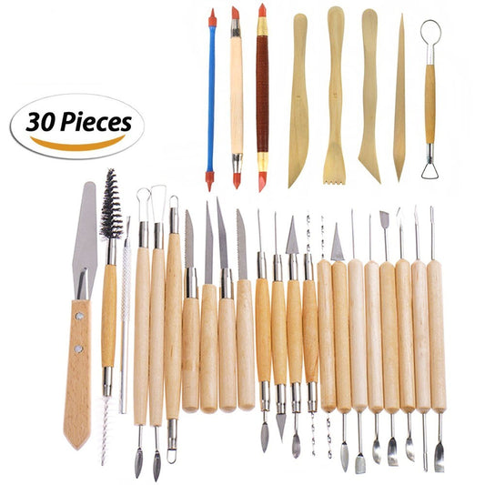 30 Pcs Set Pottery Tools Set Wooden Pottery Clay Tools