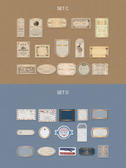 30 Retro Textured Paper Label Stickers with Gold Foil