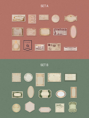 30 Retro Textured Paper Label Stickers with Gold Foil