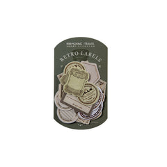 30 Retro Textured Paper Label Stickers with Gold Foil