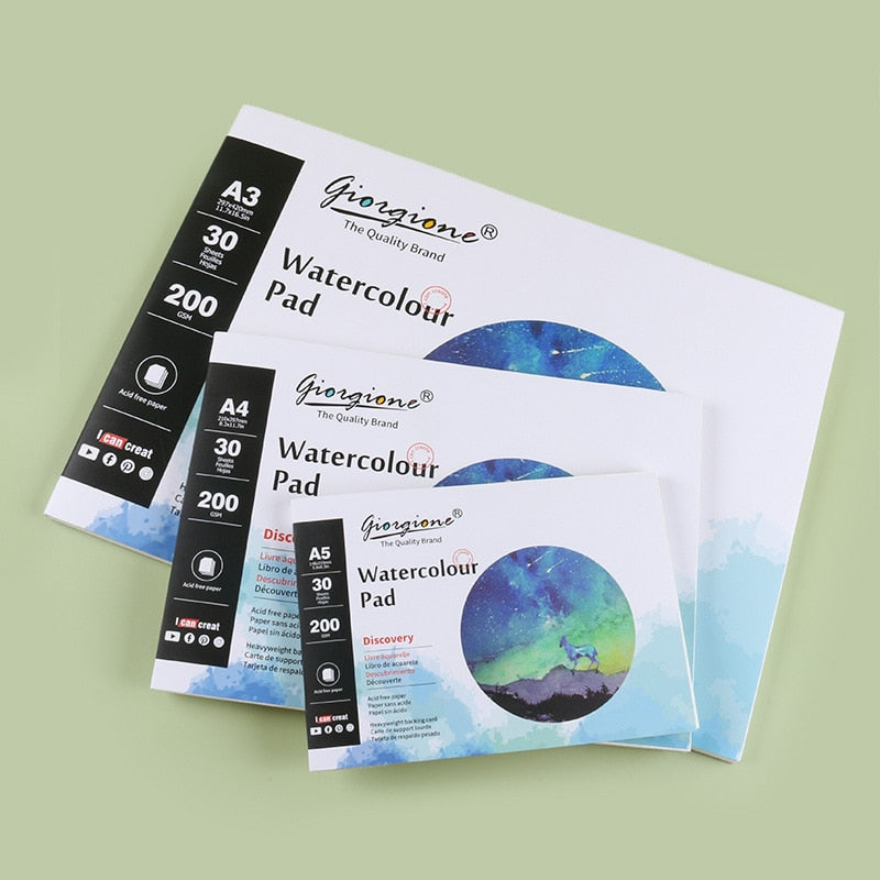 30 Sheets 200g Watercolor Paper Single-sided Glue Professional Art Students Special Painting Watercolor Paper - honeylives