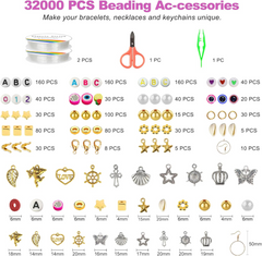 32000 Pcs Clay Beads Bracelet Making Kit 192 Colors 9 Boxes Flat Polymer Beads Set With Pendant Charms Crafts Gifts