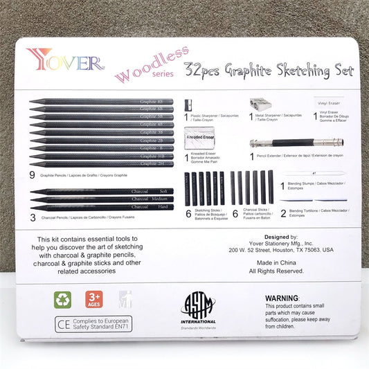 Sketch Pencil Set 32Pcs Graphite Pencil Set Charcoal Pencil Set With Tin Box