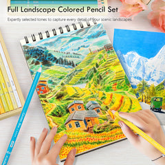 36pcs Set Yellow Landscape Colored Pencil Set Presharpened Wooden Colored Pencils For Adults Artists Beginners