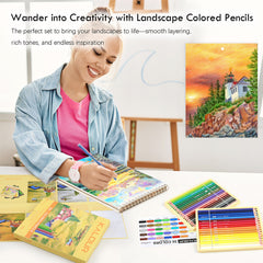 36pcs Set Yellow Landscape Colored Pencil Set Presharpened Wooden Colored Pencils For Adults Artists Beginners