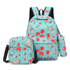 3pcs Cute Cartoon Printed Canvas Rucksack Large Capacity Fashion Oxford Waterproof Backpack