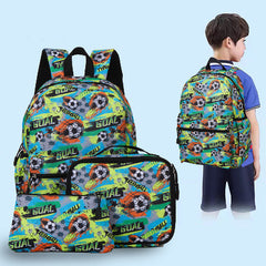 3pcs Set Children's Schoolbag Large Capacity Multi-function Print Student Backpack