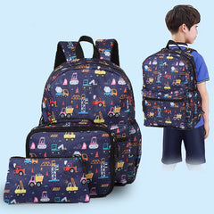 3pcs Set Children's Schoolbag Large Capacity Multi-function Print Student Backpack