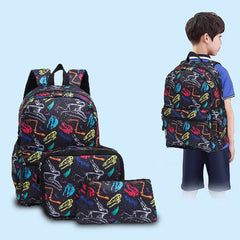 3pcs Set Children's Schoolbag Large Capacity Multi-function Print Student Backpack