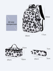 3pcs Set Donut Print Kids Backpack Set Girls Bookbag With Lunch Box Pen Bag Casual School Bags